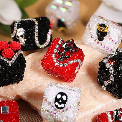 Halloween Theme Acrylic Beads, Round/Cube