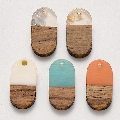 Resin & Walnut Wood Pendants, Waxed, Oval