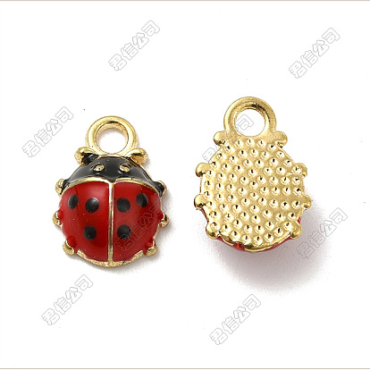 Charmes d'émail d'alliage, 3d charmes de coccinelle, sans plomb & sans nickel & sans cadmium 