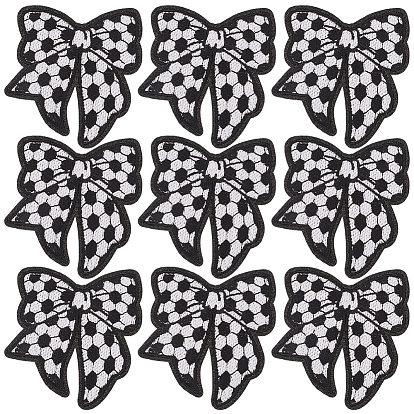 9Pcs Polyester Embroider Thread Iron on/Sew On Patches, Cloth Appliques, Bowknot