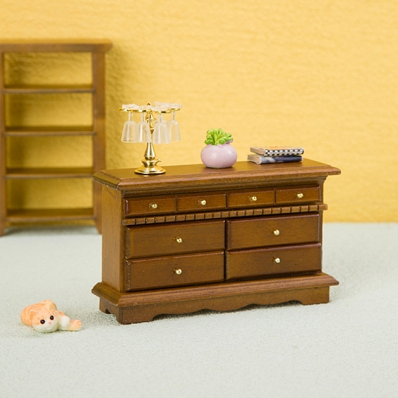 Кукольный домик миниатюрная мебель деревянный шкаф тумба под телевизор пять ящиков, аксессуары для кукольного домика с микро-ландшафтом, притворяясь опорными украшениями