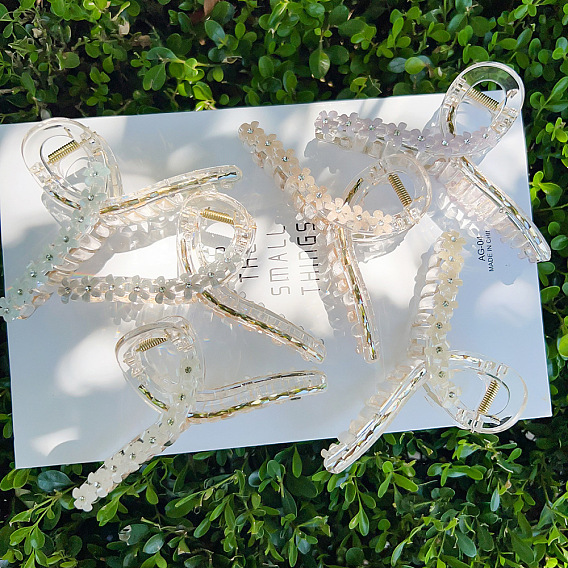 Цветочные пластиковые заколки для волос с когтями, аксессуары для волос для женщин и девочек