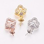 Латунный микро-паве кубический кубик циркония жемчужина, за половину пробурено бисера, долговечный, без кадмия, без никеля и без свинца, цветок