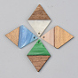 Opaque Resin & Walnut Wood Pendants, Rhombus