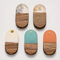Resin & Walnut Wood Pendants, Waxed, Oval