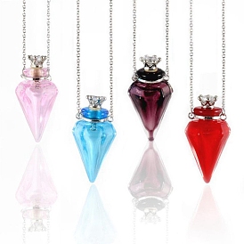 Collier pendentif bouteille de parfum au chalumeau en forme de cône, bijoux en acier inoxydable pour femmes