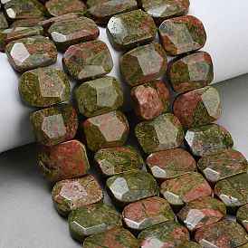 Природные Unakite бисер нитей, прямоугольные, граненые