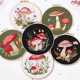 Стартовые наборы для вышивания грибовидным узором, включая ткань и нитки для вышивания, игла, пяльцы, инструкция