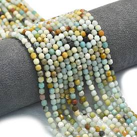 Натуральный цветок амазонитовые бусины пряди, энергетическая призматическая огранка с двойными концами бусины, граненые двухконусные