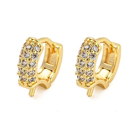 Rack Plating Brass Micro Pave Clear Cubic Zirconia Hoop Earrings Findings, with Pin Bails, Long-Lasting Plated, Lead Free & Cadmium Free, Round Ring