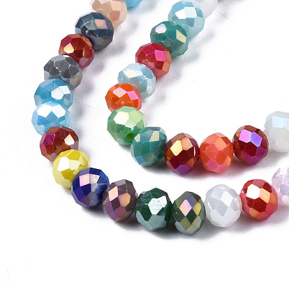 Electroplate Glass Beads Strands, Faceted, Rondelle