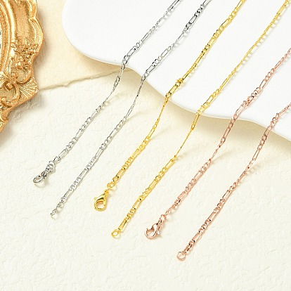 2мм стойка покрытие латунь Фигаро цепи ожерелья для женщин мужчин, без кадмия и без свинца, 901 застежка из нержавеющей стали, долговечный