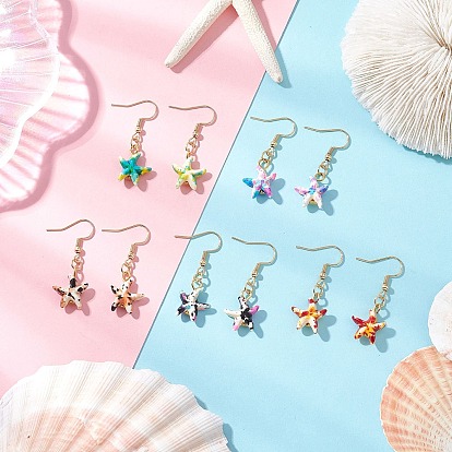 304 серьги-подвески в виде морских звезд из нержавеющей стали, с синтетическими бирюзовый, золотые