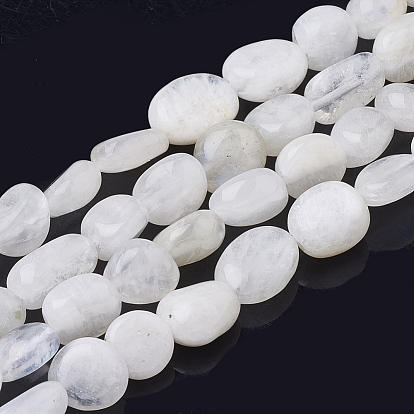 Natural Rainbow Moonstone Beads Strands, Tumbled Stone, Nuggets