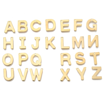 304 Stainless Steel Letter Charms, Initial Charms, Alphabet Charms for Jewelry Making