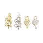 Подвески в форме сердца из латуни с микро-паве и прозрачным кубическим цирконием, долговечный, стойки покрытие, без свинца и без кадмия, ионное покрытие (ip)