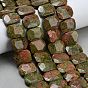 Природные Unakite бисер нитей, прямоугольные, граненые