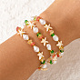 Summer Beach Imitation Pearl and Gemstone Chip Beaded Stretch Sets, Adjustable Stackable Bracelets, Starfish