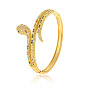 Stylish Copper Snake Bangle with Micro Inlaid Zircon Stones - Hip Hop Bracelet for Women