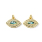 Brass Micro Pave Cubic Zirconia Pendants, with Synthetic Opal and Jump Ring, Evil Eye