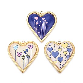 Печатный стиль 304 подвески в форме сердца из нержавеющей стали, ионное покрытие (ip), реальный 18 k позолоченный
