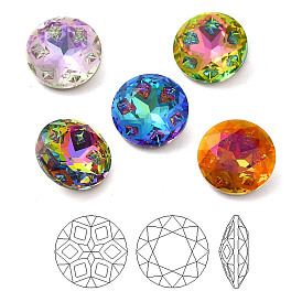 K9 Glass Rhinestone Cabochons, Point Back & Back Plated, Faceted, Diamond
