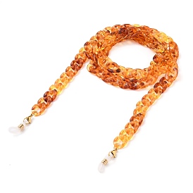 Eyeglasses Chains, Neck Strap for Eyeglasses, with Transparent Acrylic Curb Chains, Golden Plated 304 Stainless Steel Lobster Claw Clasps and Rubber Loop Ends