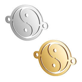 Enlaces / conectores de acero de titanio, plano y redondo con yin yang