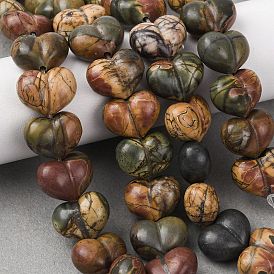 Натуральный камень Пикассо/полихромные бусины из яшмы, сердце