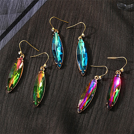 Crystal Earrings with AB Rhinestone Hooks - Delicate Jewelry for Women