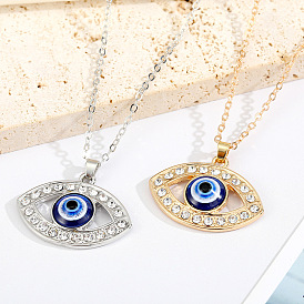 Stunning Devil Eye Necklace with Sparkling Gems and Intricate Cut-Out Design