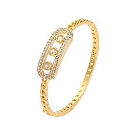 Rectangle Rack Plating Brass Micro Pave Cubic Zirconia Bracelets for Women, Long-Lasting Plated, Cadmium Free & Lead Free