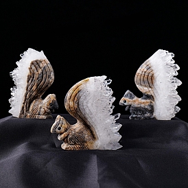 Natural Quartz Crystal Squirrel Display Decorations, Home Office Decoration