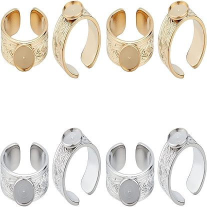 4 шт. 2 цвета 304 фурнитура для открытого манжетного кольца из нержавеющей стали, настройки пед ринга, плоско-круглые