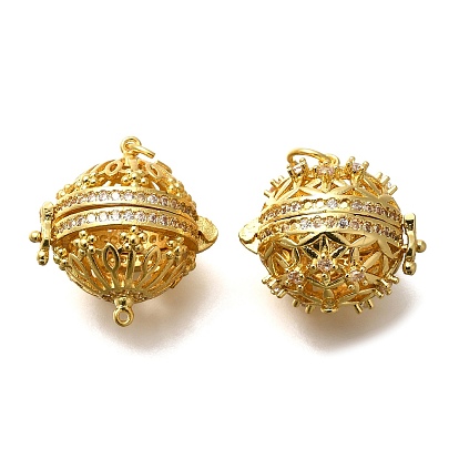 Подвески из латуни с микропаве из кубического циркония с бусинами-клетками, без кадмия и без свинца, долговечный, свиной пятачок