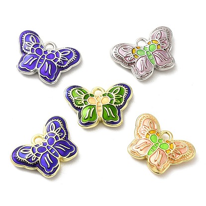 Pendentifs en émail, avec des résultats en alliage de placage de crémaillère, charme de papillon