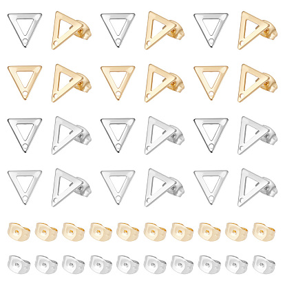 80 шт. 2 цвета 201 треугольные серьги-гвоздики из нержавеющей стали с отверстием и 304 штифты из нержавеющей стали и гайки для ушей