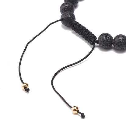 Natural Lava Rock & Acrylic Braided Bead Bracelet, Essential Oil Gemstone Jewelry for Men Women