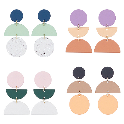 4 пары 4 стильных сережек-гвоздиков из полимерной глины с 316 штифтами из хирургической нержавеющей стали, овальные и полукруглые