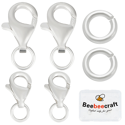 6 шт. 2 размер 925 застежки-клешни из стерлингового серебра, с печатью 925, с 12 открытыми соединительными кольцами