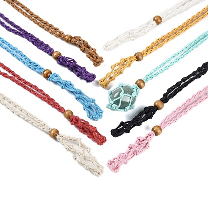 Плетеный вощеный шнур, пустой мешочек для макраме, изготовление ожерелья-слайдера, с деревянных бусин