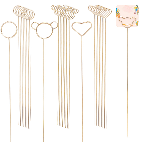 30Pcs 3 Style Steel Wire Name Card Clip Holder, Table Memo Holder, Heart & Ring & Bear, for Weddings Birthday Party Decorations