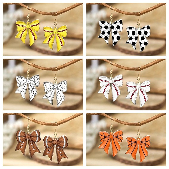 Акриловые серьги-бантики, золотые