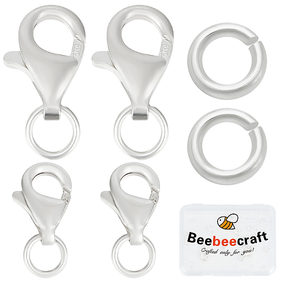 6 шт. 2 размер 925 застежки-клешни из стерлингового серебра, с печатью 925, с 12 открытыми соединительными кольцами