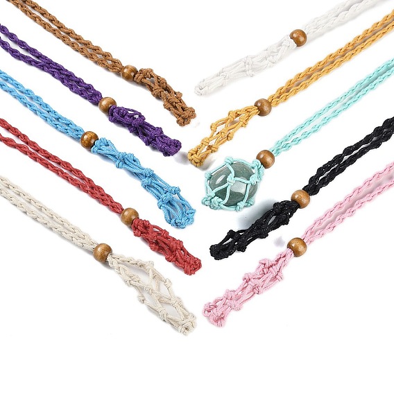 Плетеный вощеный шнур, пустой мешочек для макраме, изготовление ожерелья-слайдера, с деревянных бусин