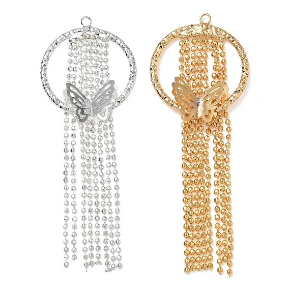 Brass Big Pendants, Round Ring & Butterfly & Tassel Charms