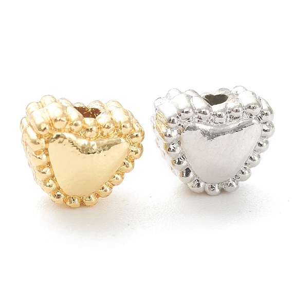 Rack Plating Alloy Beads, Lead Free & Cadmium Free, Long-Lasting Plated, Heart