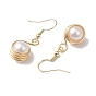Pendientes colgantes de perlas naturales cultivadas de agua dulce con alambre de cobre ecológico, rondo