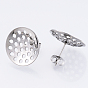 304 Stainless Steel Stud Earring Findings, with Sieve Base, Ear Nuts/Earring Backs