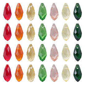 140 pcs 7 couleurs perles de verre, perles percées, facette, larme